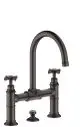 AXOR-HG-AXOR-Montreux-2-Griff-Waschtischarmatur-220-mit-Kreuzgriffen-und-Zugstangen-Ablaufgarnitur-Brushed-Black-Chrome-16510340 gallery number 1
